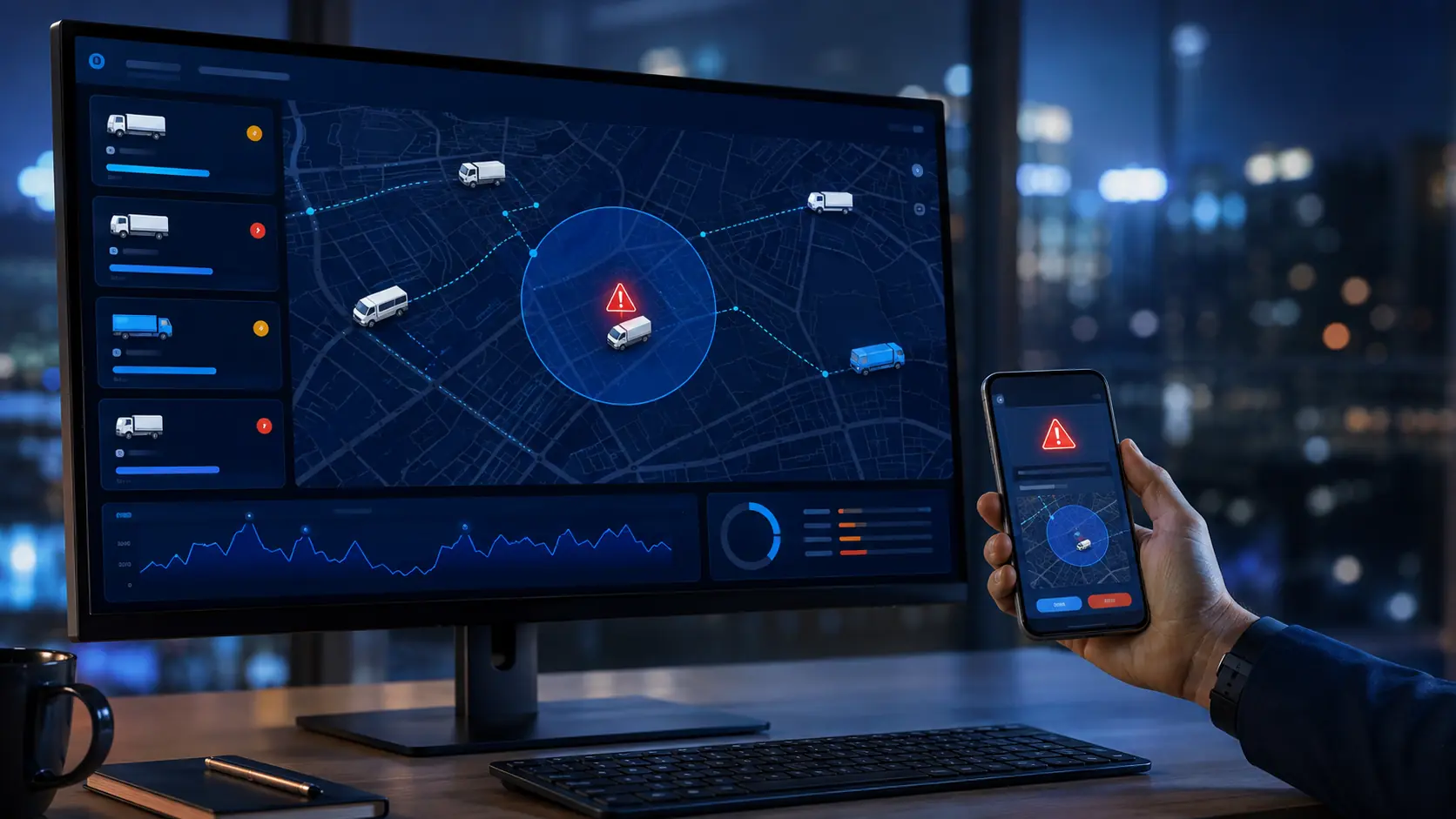 Central de monitoramento com alertas inteligentes de veículos