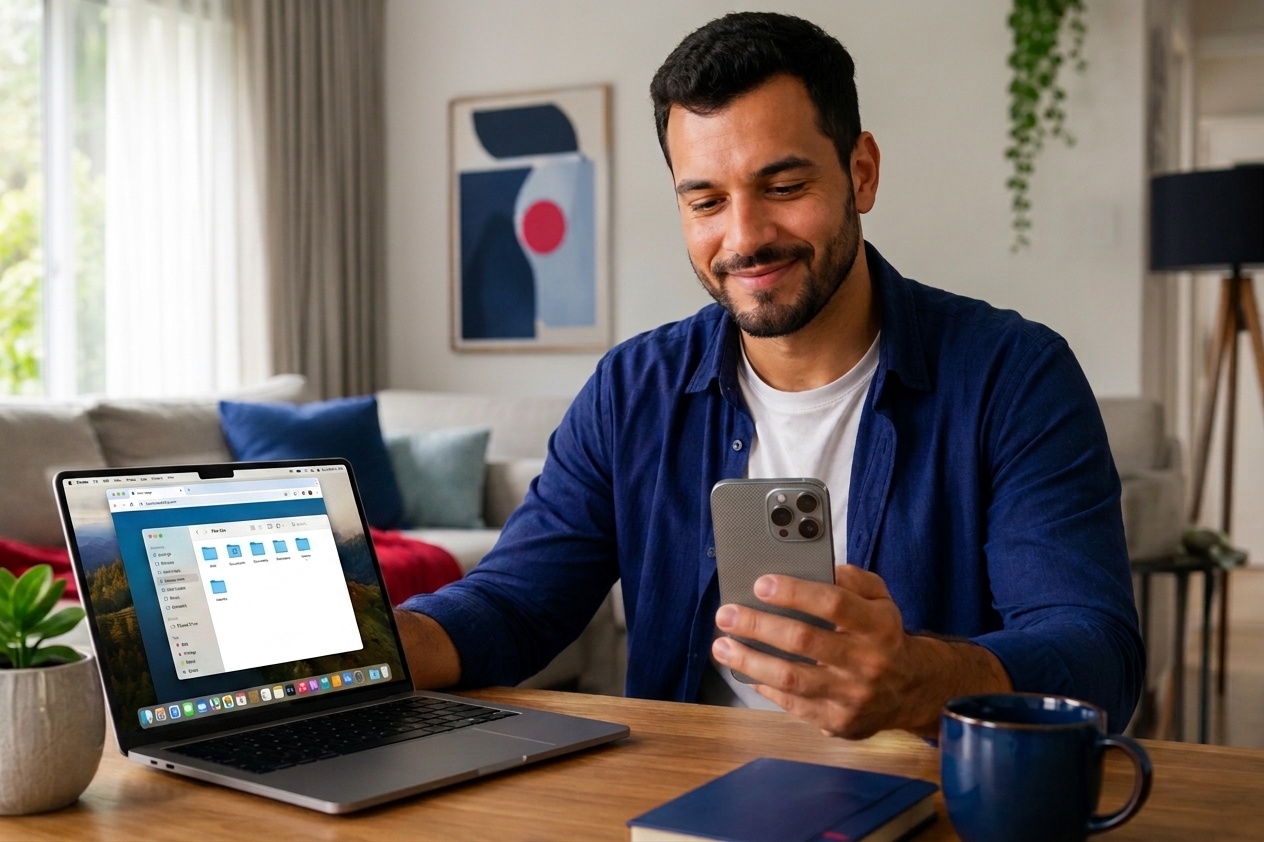 Cliente acessando serviços digitais em casa