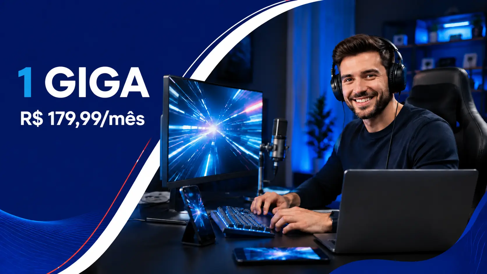 Ambiente conectado representando o plano de 1 Giga